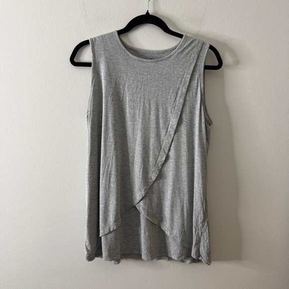 Kindred Bravely Tops - Kindred Bravely Grey Heather Nursing Tank Top Crossover Breastfeeding Access L